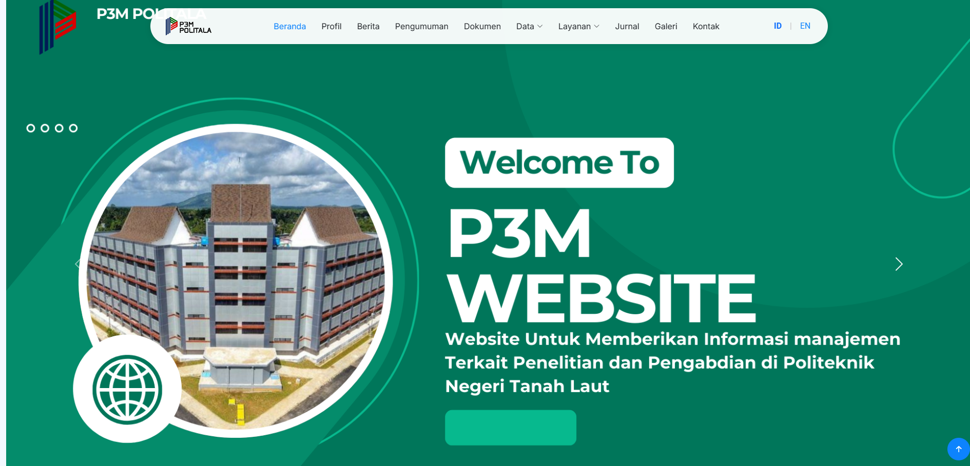 Tampilan beranda website P3M Politala